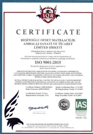 İSO 9001:2015 Kalite Belgesi